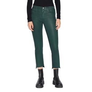 Frame Le High Cropped Coated Straight Jeans